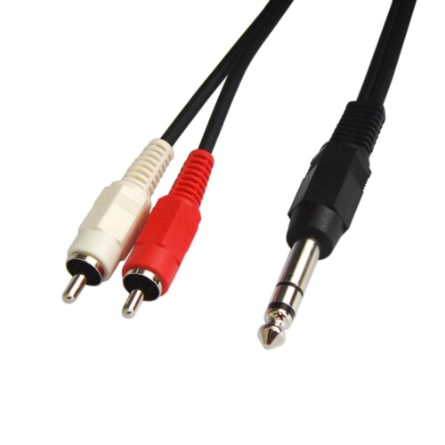 オーディオ変換ケーブル RCA/ピンプラグ×2(赤.白) - 6.3mm ステレオ標準プラグ 1m VM-RRS-1m