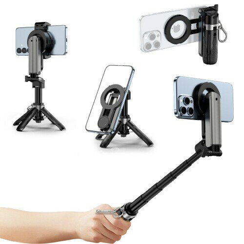 CloudValley 自撮り棒 マグセーフ ミニ自撮り棒 99.99% のスマホに対応 4-in-1マルチ機能 四脚 スマホ スマホ カメラグリップ ミニサイズ 使いやすくて便利 持ち運びに便利 クイック使用 Masgafe