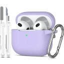 MHYALUDO AirPods 第 3 世代ケースカバー 2021、軍用グレードの落下防止ソフトシリコン衝撃吸収保護保護 AirPods 3 ケーススキン、キーチェーンとクリーニングキット付き、フロント LED 可視、