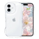 GUAGUA いphone 16 ケース クリア ウェーブ iPhone16 ソフト TPU 透明 ケース うねうね 人気 バンパー 耐衝撃 超軽量 薄型 ストラップホール付き アクスタが入る スマホケース iPhone16 楕円形カメ