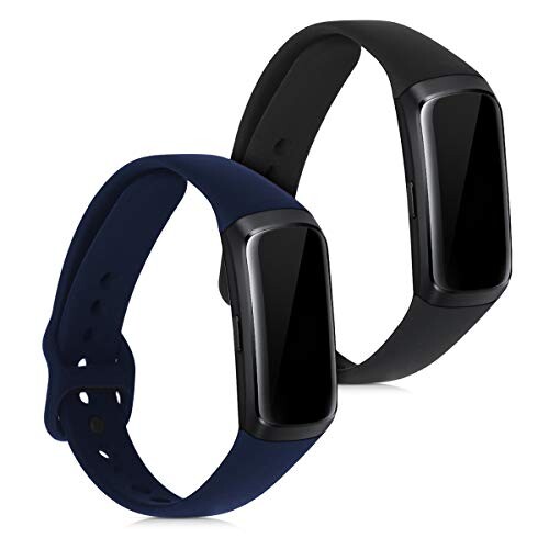 2x 交換ベルト 対応: Samsung Galaxy Fit (SM-R370) バンド - シリコンバンド ソフト TPU 耐久性 黒色/紺色