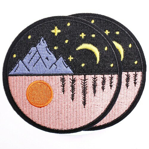 Harsgs 2PCS Day and Night Patch Embroidered Applique Badge Iron on/Sew on Patches Emblem Patch DIY Accessories, Perfect for Clothes, Dress, Hat, Jeans