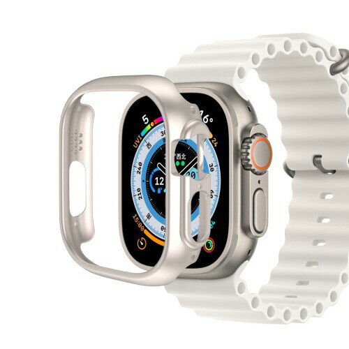 Apple Watch Ultra 2 ケース Apple Watch Ultra ケース 49mm PC素材 対応 apple watch Ultra 49mm 保護カバー 衝撃吸収 軽量 充電対応 脱着簡単 アップルウォッチ Ultra 保護ケース 49mm（スターライト）