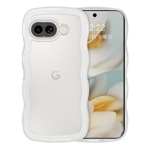 GUAGUA Google Pixel 9A ケース クリア ウェーブ ピクセル 9a ソフト TPU うねうね 純透明 ケース マツと感 人気 韓国 耐衝撃 超軽量 薄型 おしゃれ 黄ばみなし アクスタが入る スマホケース pixel9a