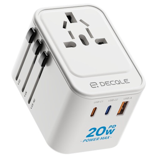 decqle 海外 変換プラグ コンセントマルチ変換プラグ 2 USB-C(PD20W 急速充電）＆ 1 USB-Aポート 4台同..