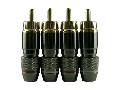 RCAプラグ RCAコネクタ ピンプラグ ハンダ式 自作用 金メッキ B ガンブラック 4本セット