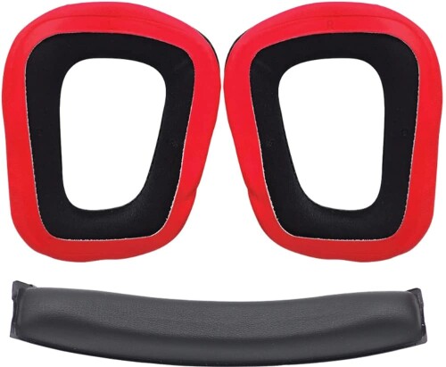 オーディオファン 交換用メッシュイヤーパッド for G230 G331 G430 G431 G231 G930 イヤーパッド 1ペア ＋ ヘッドクッション セット ブラックレッド ゲーミングヘッドセット ヘッドセット ソフト