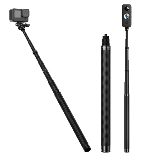 TELESIN Insta360 GoPro 用 自撮り棒（1.16M） 長い自撮り棒 炭素繊維 軽量 防水 4段伸縮式 Go Pro Max Hero 12 11 10 9 8 7 6 5 Insta 360 One R One X2 One X3 Go 2、DJI Osmo Action 4 アクセサリー Selfieモノポッド軽量取