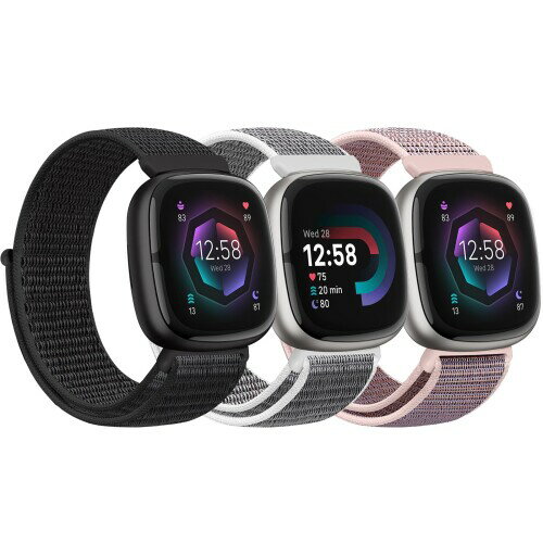 Bcuckood ナイロン交換用時計バンド Fitbit Versa 4/Sense 2/Versa 3/Sense レディース メンズ ソフト ..