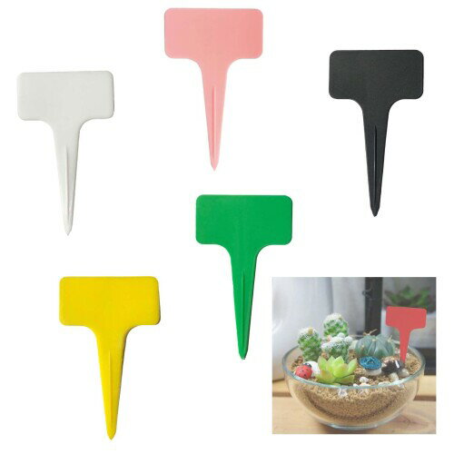 Tibemi 園芸ラベル T型 5色セット プランツタグ 園芸用品 防水加厚 土に簡単に挿入できる 多肉植物 花..