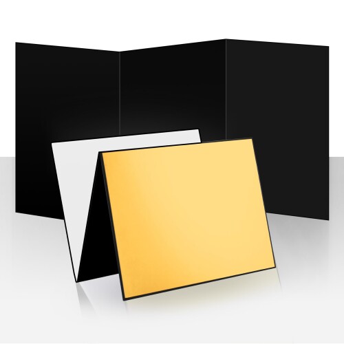 Selens レフ板 反射板 1枚4色 4-in-1 一面真っ黒、白、銀、金 A3サイズ 補光/吸光/輪郭強調 折り畳み可 コンパクト 物撮り道具