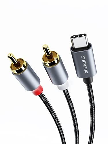 USB TYPE C RCA 変換ケーブル 2M - SOOMFON Type-C オーディオケーブル 2RCAジャック 赤/白 DACチップ搭載 Y型 分岐 高耐久性 ナイロン編み 金メッキプラグ スマホン/iP15/スピーカー/タブレット/ホー