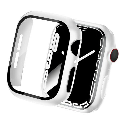 CABOBE 対応 アップルウォッチ カバー 41mm アップルウォッチ9/8/7 ケース Apple Watch 9/8/7 ケース 対応 Apple Watch カバー ガラスフィルム 一体型 PC素材 耐衝撃 全面保護 対応 41mm ホワイト