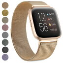バンド コンパチブル Fitbit Versa 2 バンド Versa 交換バンド Versa Lite 交換ベルト, ステンレス 交換ベルト 長さ調節 男女兼用 マグネット 留め金 メッシュ 通気 (ローズゴールド, Sサイズ:140mm