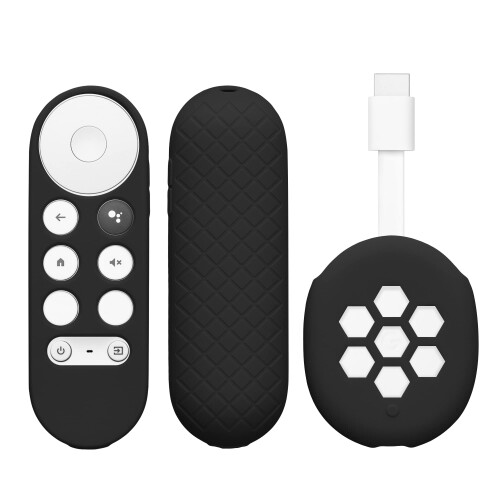 kwmobile 2x 対応: Google Chromecast 2020 4K (not for New-Generation) カバー - 保護ケース バックカバー シリコン ソフト黒色/黒色