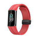 対応 フィットビット Charge 6/Charge 5 バンド シリコン 時計ベルト 磁気 柔らかい スポーツ 交換バンド 調節可能 男女兼用 フィットビット チャージ6/Charge 5 に対応(レット)