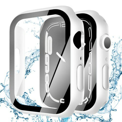 YUGYUG 対応 アップルウォッチ カバー Series 9/8/7 アップルウォッチ ケース PC素材 IP68 防水 Apple Watch ケース ガラスフィルム 一体型 日本旭硝子材 二重構造 Apple Watch カバー 全面保護 強化ガ