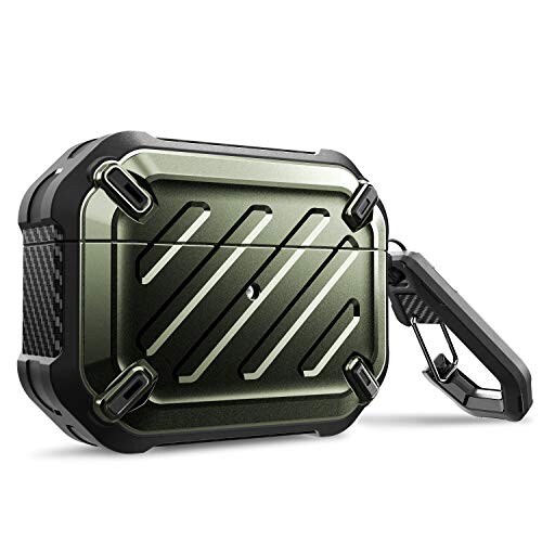 SUPCASE AirPodsPro ケース 2019 耐衝撃 防塵 360°全面保護カバーリング 付き シリコン 収納カバー ワイヤレス充電 対応(AirPodsPro, 青緑)