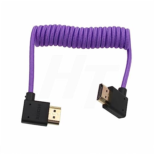 HangTon HDMI to HDMI 4K 8K 60p Cable Right Angle Braided Coiled for Pa...