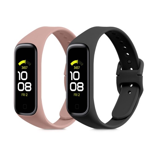 2x 交換ベルト 対応: Samsung Galaxy Fit 2 バンド - シリコンバンド ソフト TPU 耐久性 黒色/アンティークピンク