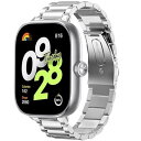 Lamsaw for Redmi watch 4 スマートウォッチ バンド, ステンレス製 三株メタル 時計ベルト 金属交換バンド 長さ調整器具付き Redmi watch4 スマートウォッチに対応 (シルバー)