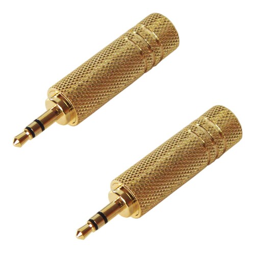 フジパーツ 6.3mm ステレオ標準ジャック(メス) ー3.5mm ステレオミニプラグ(オス) 変換プラグ 2個セッ..