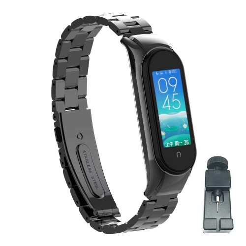 T-BLUER Stainless Steel Metal Band Compatible with Xiaomi Mi Band 5/Mi Band 6,Xiaomi Miband 5/6用のステンレススチールメタルリストストラップリストバンドWatchBandブレスレットアクセサリー(トラッカーなし)