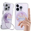 Plehood超薄型携帯グリップ、磁気着信音スタンド、指輪付き超薄型携帯スタンド、Mag-Safe iPhone 16/15/14/13/12シリーズ向け携帯着信音スタンド (紫)