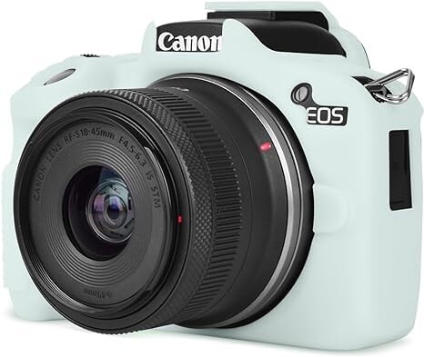 Rieibi R50 ケース、Canon EOS R50ケース eos r50 カメラケース R50保護ケース シリコーンカバー 三脚穴付き バッテリーの交換可能 軽量 携帯便利 フルボディカバー キズ防止 13色可選(GDGRA)