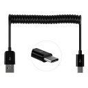 JSER ストレッチ USB-C 3.1 オス - 標準USB 2.0 Aオス データケーブル 480Mbps ブラック 100cm 電話対応