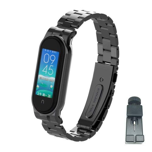 T-BLUER Stainless Steel Metal Band Compatible with Xiaomi Mi Band 5/Mi Band 6,Xiaomi Miband 5/6用のステンレススチールメタルリストストラップリストバンドWatchBandブレスレットアクセサリー(トラッカーなし)