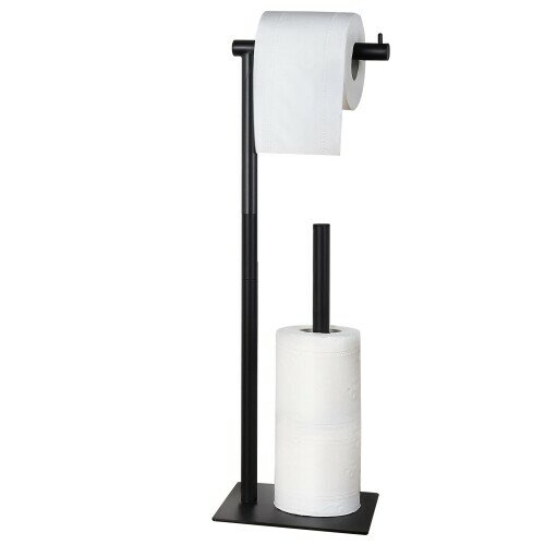 トイレットペーパーホルダー 置き型 木製棚付き 自立式ティッシュペーパーホルダースタンドバスルーム..