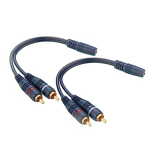 EIGHTNOO RCAケーブル 3.5mm(メス) - 2RCA(オス) ステレオミニプラグ 2本 RCA 3.5mm 変換ケーブル 高いシールド 金メッキ端子 ステレオ オーディオケーブル RCA AUX スピーカー アンプ 22cm