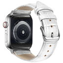 コンパチブル Apple Watch 交換用レザーベルト 41mm/40mm/38mm 49mm/45mm/44mm/42mm iWatch Series 9/8/7/6/5/4/3 Ultra/SE 鰐皮紋様腕時計バンド おしゃれ 耐水性 スポーツ 男女通用 (49mm/45mm/44mm/42mm, ホワイト)