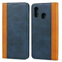 Havaya Galaxy A30 ケース ギャラクシーA30 ケース au SCV43 スマホケース Feel3 ドコモ 手帳型 耐衝撃 カバー docomo Samsung マグネット式 カード収納 SoftBank レザー-ブルー+イエロー