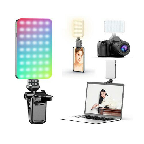 Atsoanny RGB撮影用ライト LEDビデオライト 撮影ライト カメラライト 自撮り スマホライト 10種FX光効..