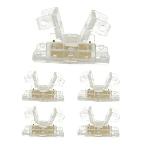 オーディオファン LEDテープ延長用 ワンタッチコネクタ 5個入り 2ピンCOBコネクタ 直型 LED 安定接続 ..