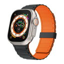 DIKESHGU for Apple Watch バンド マグネット シリコン 49mm/46mm/45mm/44mm/42mm/41mm/40mm アップルウォッチ ベルト Series Ultra2/Ultra/10/9/8/7/6/SE/SE2/5/4 防水 蒸れない 通気性 汗に強い(ブラック/オレンジ、4