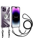 iPhone 14 Pro Max 用 ケース クリア ショルダー リング付き iphone14pro max 用 スマホケース 多機能スタンド アイフォン14ProMax カバー 肩掛け 斜めかけ 縄掛けケース 透明 PC+TPU 薄型 軽量 耐衝撃