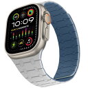 (ZZDZZ) コンパチブル Apple Watch バンド 42mm 44mm 45mm 46mm 49mm 強力なシリコン磁気 防水 に対応 Apple Watch Ultra 2 Ultra シリーズ10 9 8 7 6 5 4 3 2 1 SE(グレー/青い)
