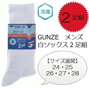 GUNZE(グンゼ)サポートクリーン メンズ白ソックス2足組