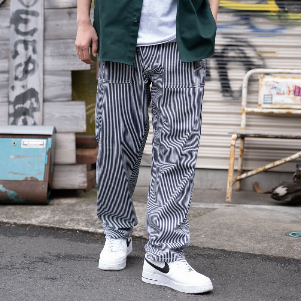 あす楽 ディッキーズ Dickies ベイカーパンツ イージーパンツ メンズ 綿100% ボトムス 無地 ポケット ヒッコリー ストライプ 紐 2WAY ロングパンツ