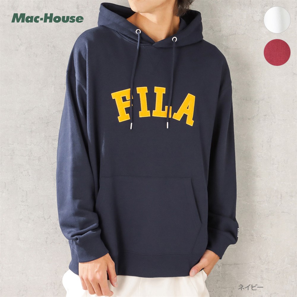 [20時〜先着99名様4h限定クーポン]フィラ FILA パーカー スウェット メンズ ビッグシルエット ゆったり バックデザイン トップス ポケット ロゴ フェルト アップリケ ワッペン 刺繍 プルオーバーのサムネイル