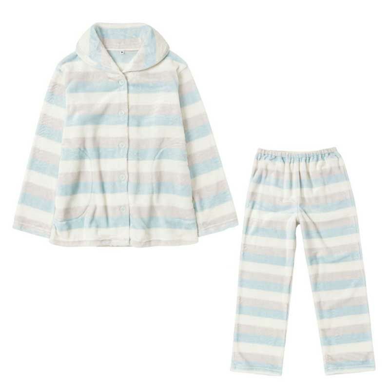 ルームウェア 部屋着 セットアップ キッズ 子供 女の子 ガールズ 部屋着 暖かい ボーダー パステルカラー パジャマ 寝巻 寝間着 [選べる福袋対象]のサムネイル