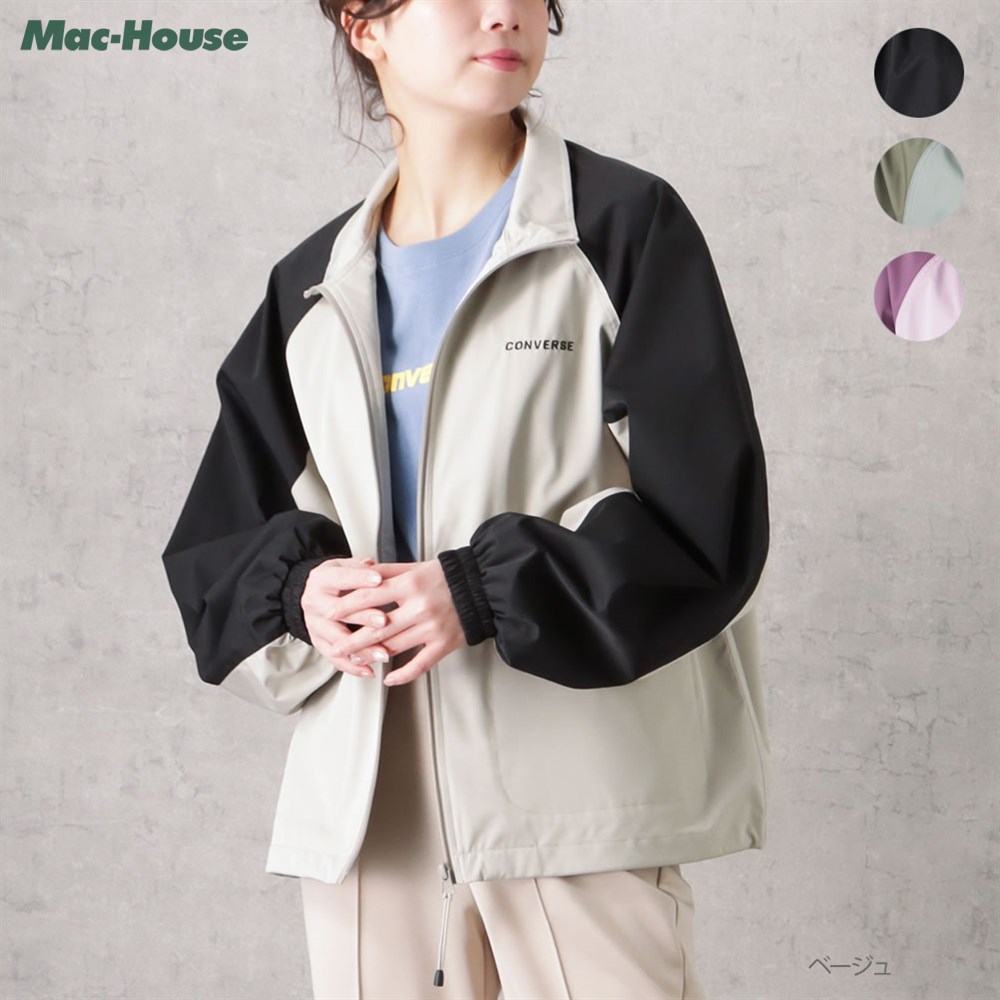 楽天Mac-House楽天市場店[全品対象★最大20％OFFクーポン5/22まで]コンバース CONVERSE ジャケット スタンドジャケット レディース 撥水 防風 ストレッチ アウター 刺繍 ブランドロゴ ワンポイント ゆったり ジップアップ ライトアウター