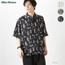 [GW限定3980円以上20％OFFクーポン]あす楽 モッシモ mossimo 半袖シャツ カジュアルシャツ 5分袖 メンズ 総柄 プリント モノトーン トップス 胸ポケット ゆったり レギュラーシャツ ルーズシル…