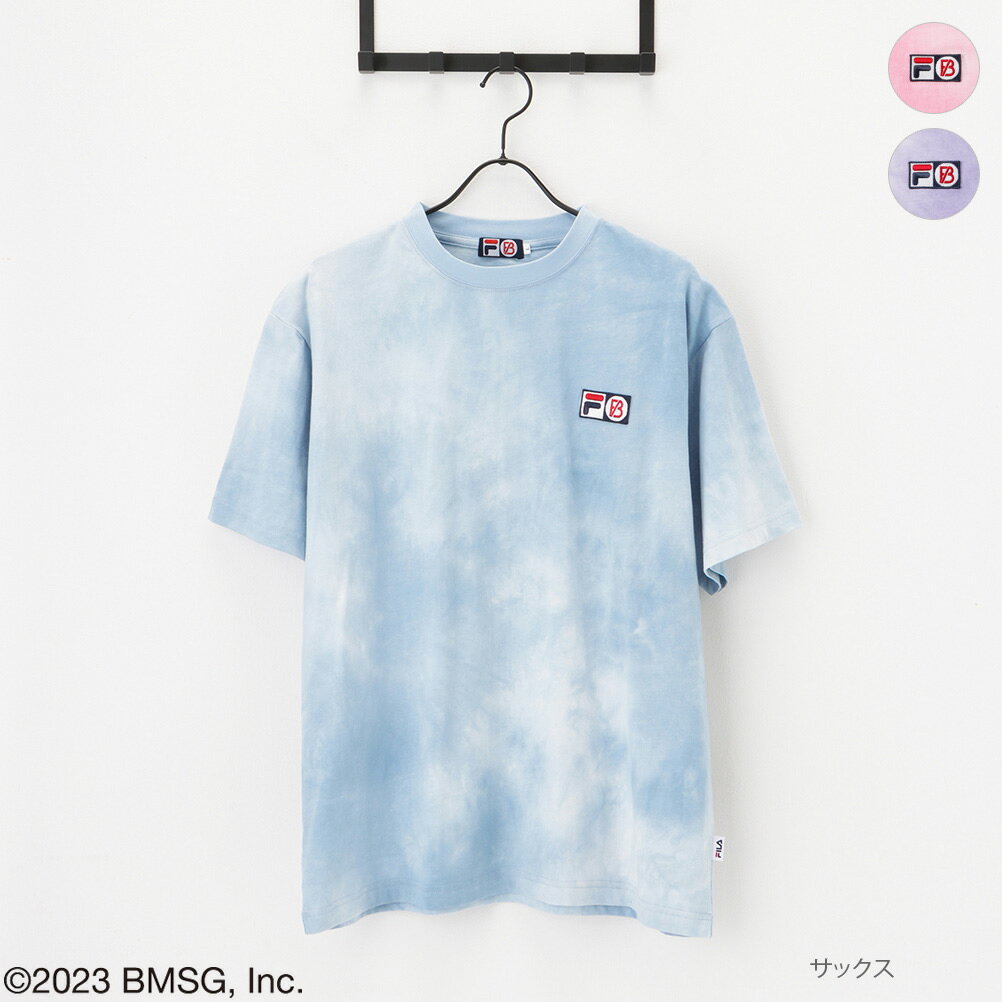 フィラ ビーファースト FILA×BE:FIRST 半袖Tシャツ レディース 綿100% タイダイ ブランドロゴ 刺繍 コラボ トップス ビックシルエット ゆったり クルーネック カットソー