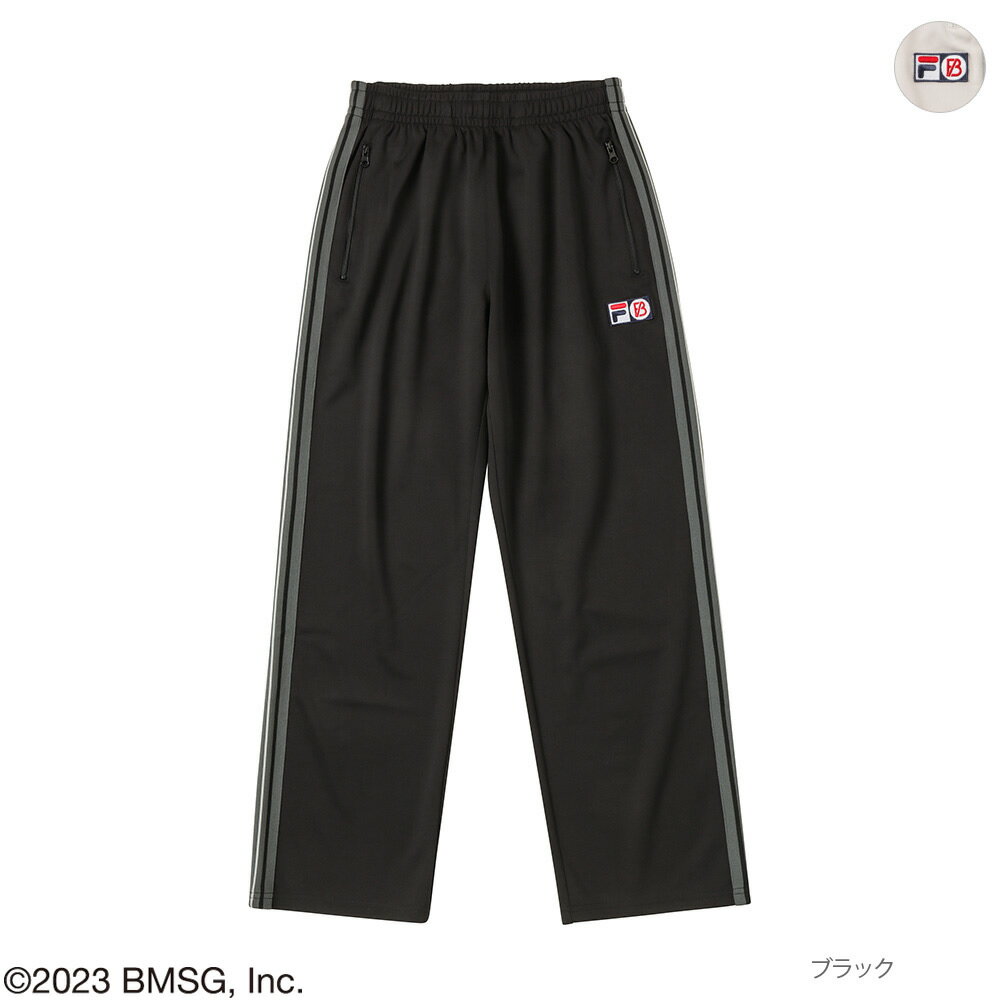 [特別価格★9/11 9:59まで限定クーポン割]FILA×BE:FIRST トラックパンツ ジャージ イージーパンツ レディース 吸水 ウエストゴム 紐 ボトムス ブランドロゴ 刺繍 コラボ ワンポイント ポケット サイドライン フィラ ビーファースト【ストラップ1個をプレゼント】のサムネイル