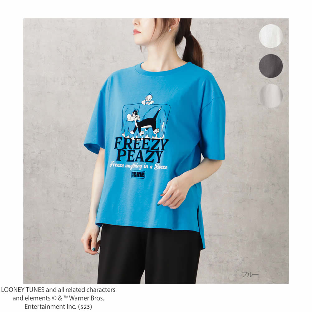 ルーニー・テューンズ LOONEY TUNES 半袖Tシャツ 5分袖 レディース 綿100% コット