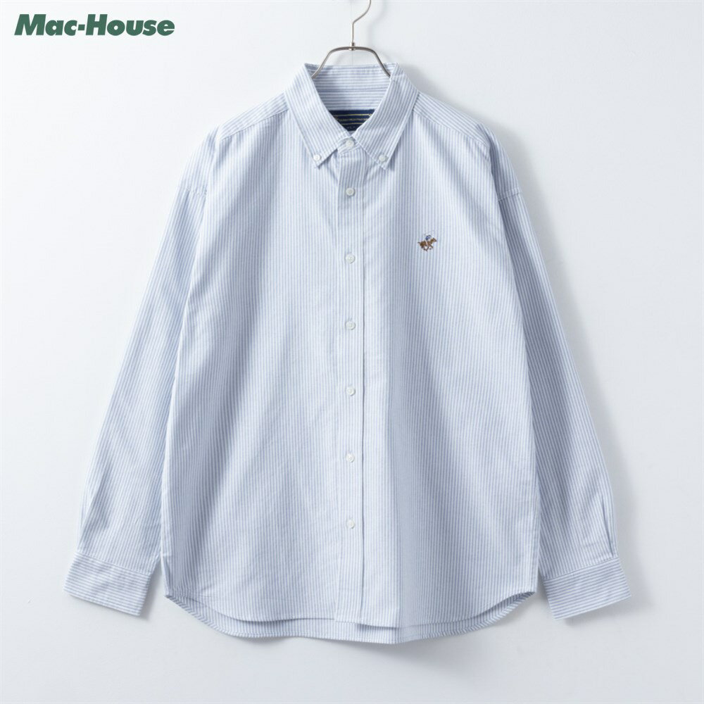 [今だけP5倍！最大2000円OFFクーポン]長袖シャツ ボタンダウンシャツ メンズ 綿100% 刺繍 ワンポイント トップス 無地 ストライプ チェック ボタン オックスフォードシャツ カジュアルシャツ